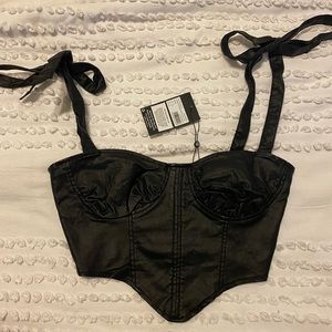 Faux leather cropped corset